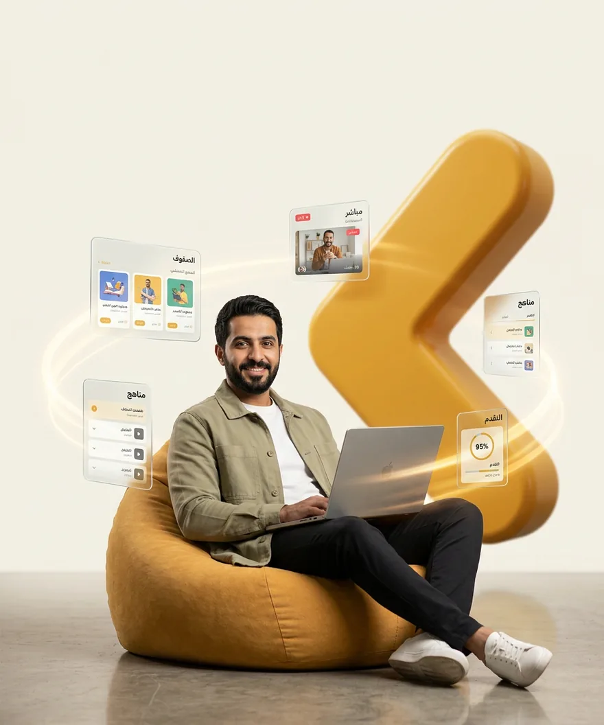 A learner working through a Thkee course